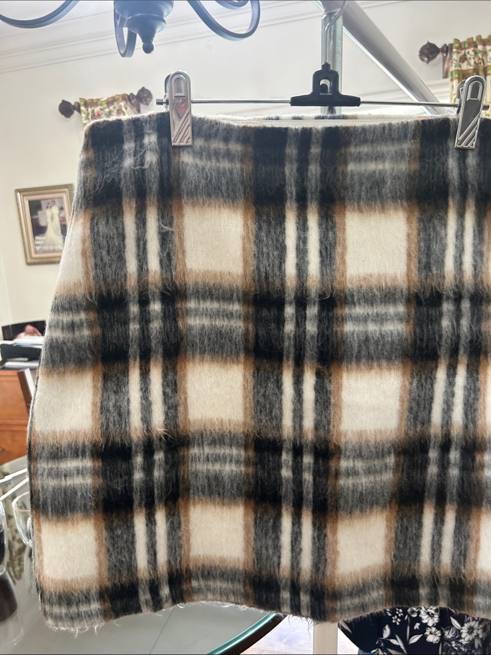 LOFT Plaid Mini Skirt in Cream, Black & Brown